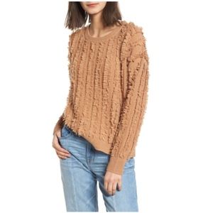 Madewell Tan Fringe-Stripe Merino Wool Sweater XL